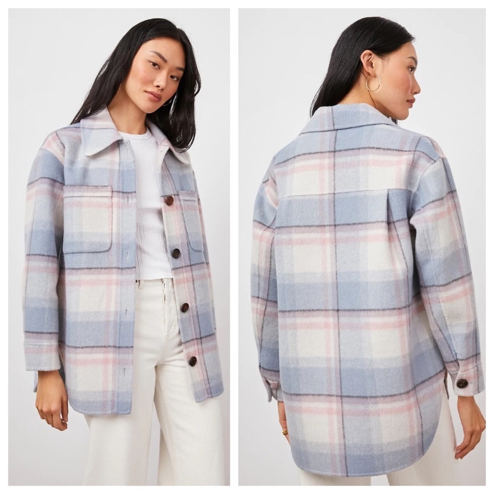 RAILS | Connie Junean Plaid Wool Blend Heavy Shacket Cabincore | M | Blue